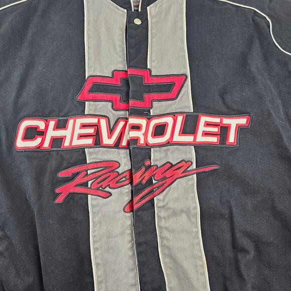Vintage JH Design Chevrolet Racing Cotton Twill Jacket Black/Gray/Red Size 3XL - Picture 3 of 10